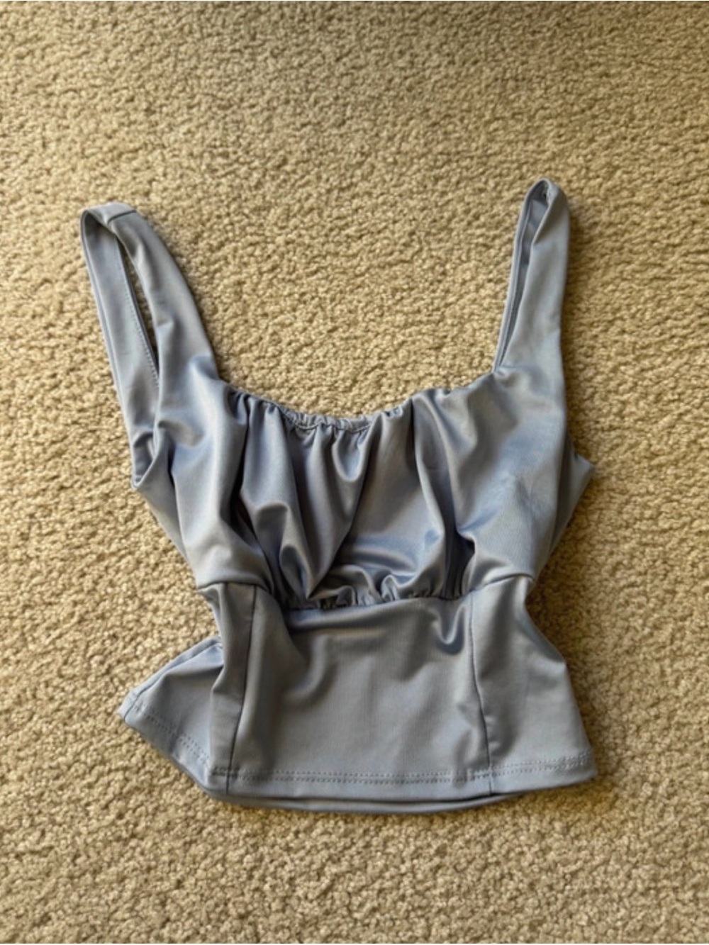 Satin-Feel Ruched Scoop Camisole in blue y2k tank tee